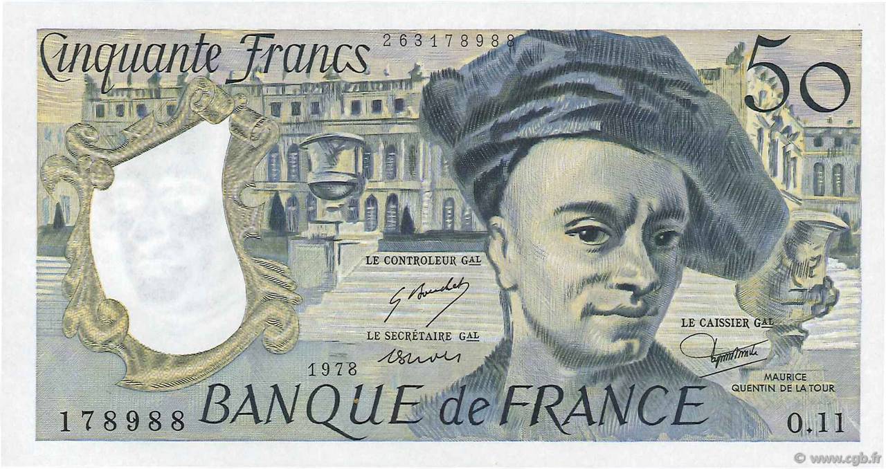 50 Francs QUENTIN DE LA TOUR FRANCE  1978 F.67.03 UNC