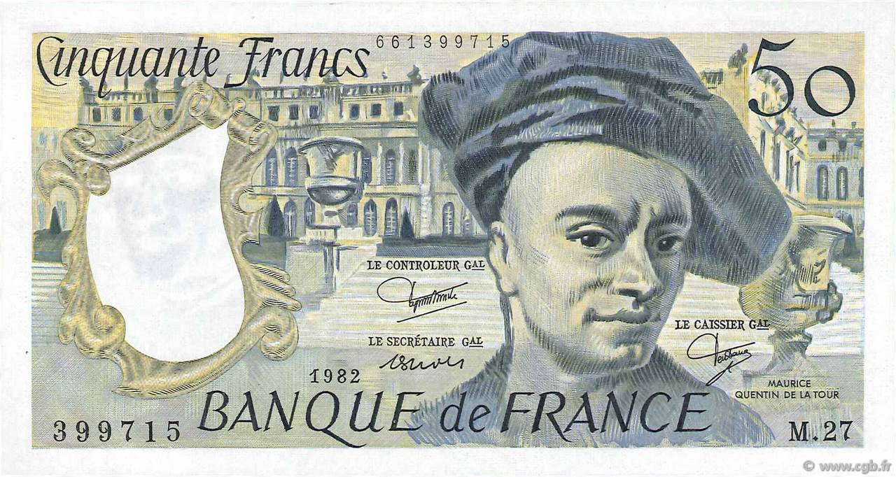 50 Francs QUENTIN DE LA TOUR FRANCE  1982 F.67.08 UNC-