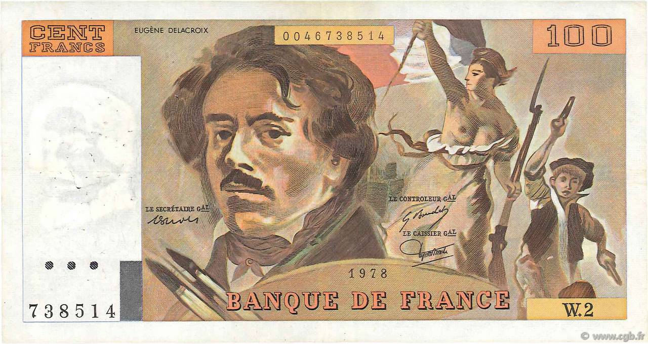 100 Francs DELACROIX FRANCE  1978 F.68.02 F