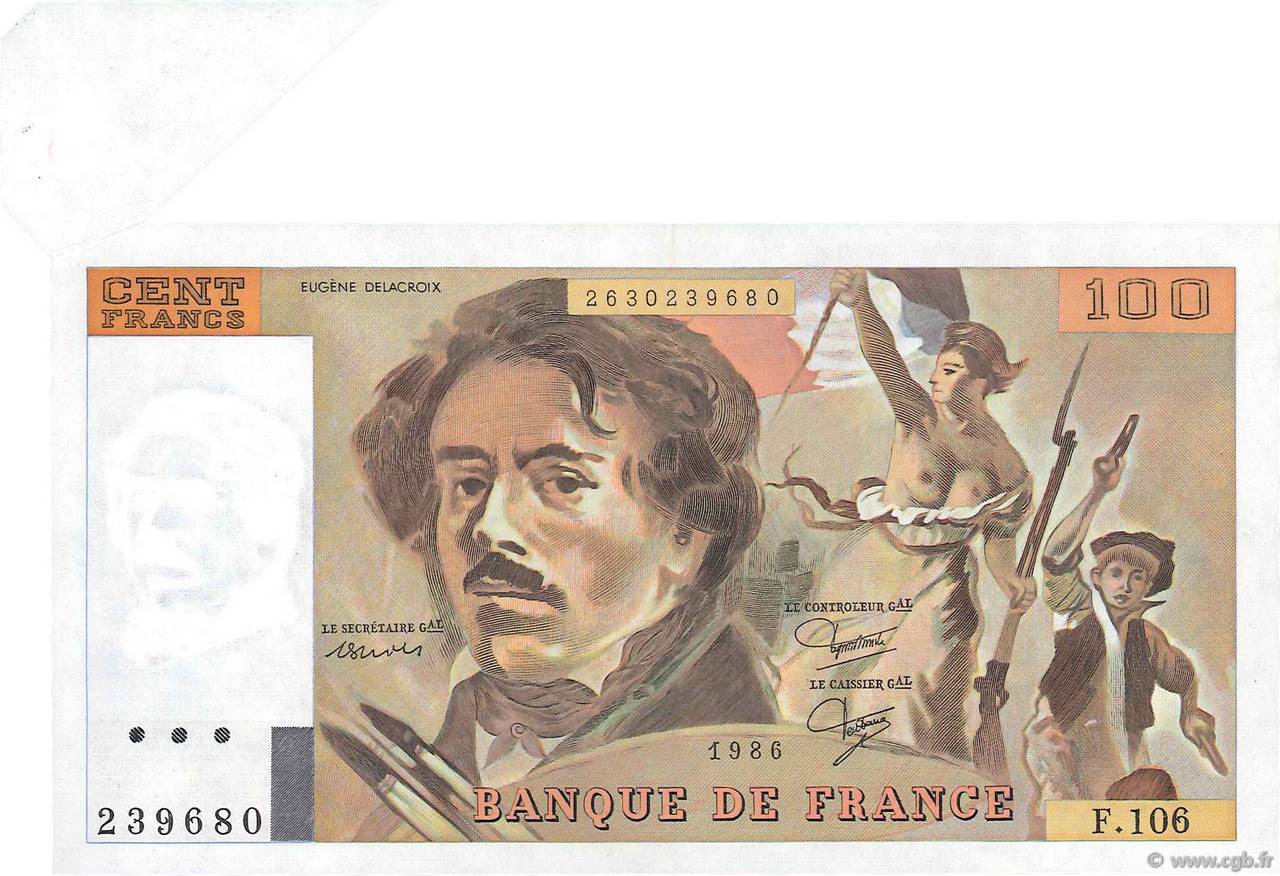 100 Francs DELACROIX modifié FRANCIA  1986 F.69.10 SC