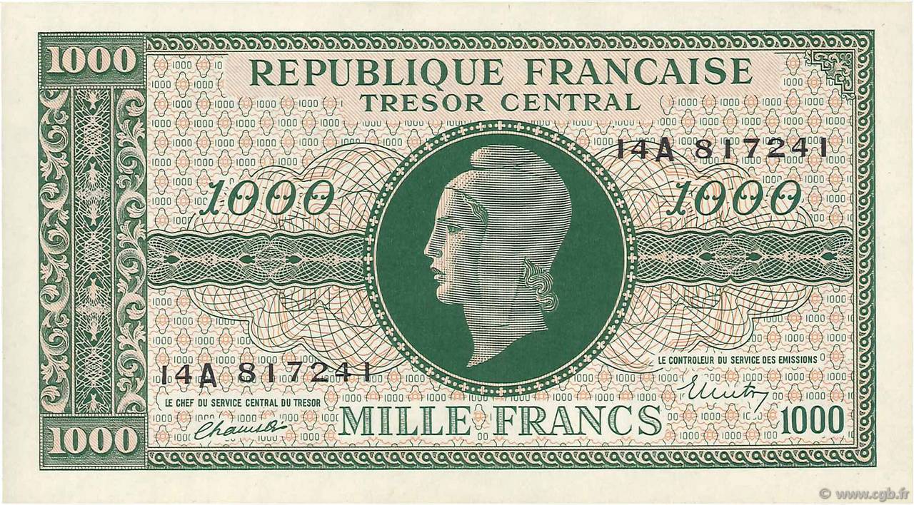 1000 Francs MARIANNE FRANKREICH  1945 VF.12.01 ST