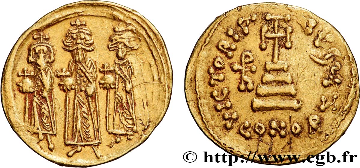 HÉRACLIUS, HÉRACLIUS CONSTANTIN et HÉRACLONAS Solidus  TTB+