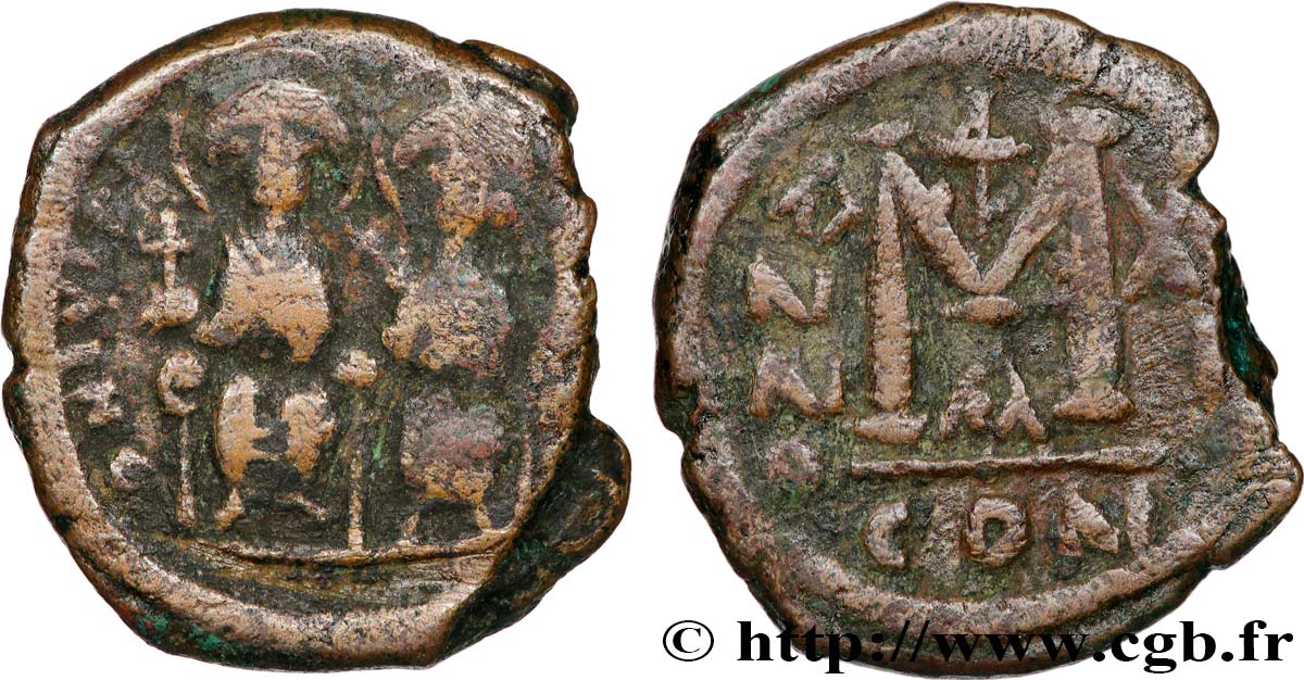 JUSTIN II and SOPHIA Follis VF/XF