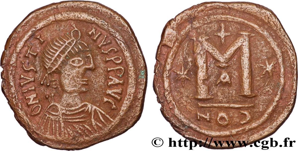 JUSTINIAN I Follis AU/XF