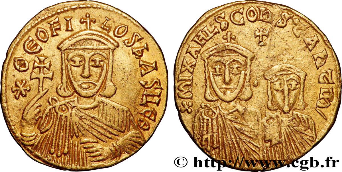 THÉOPHILE, MICHEL II et CONSTANTIN Solidus SUP/TTB+