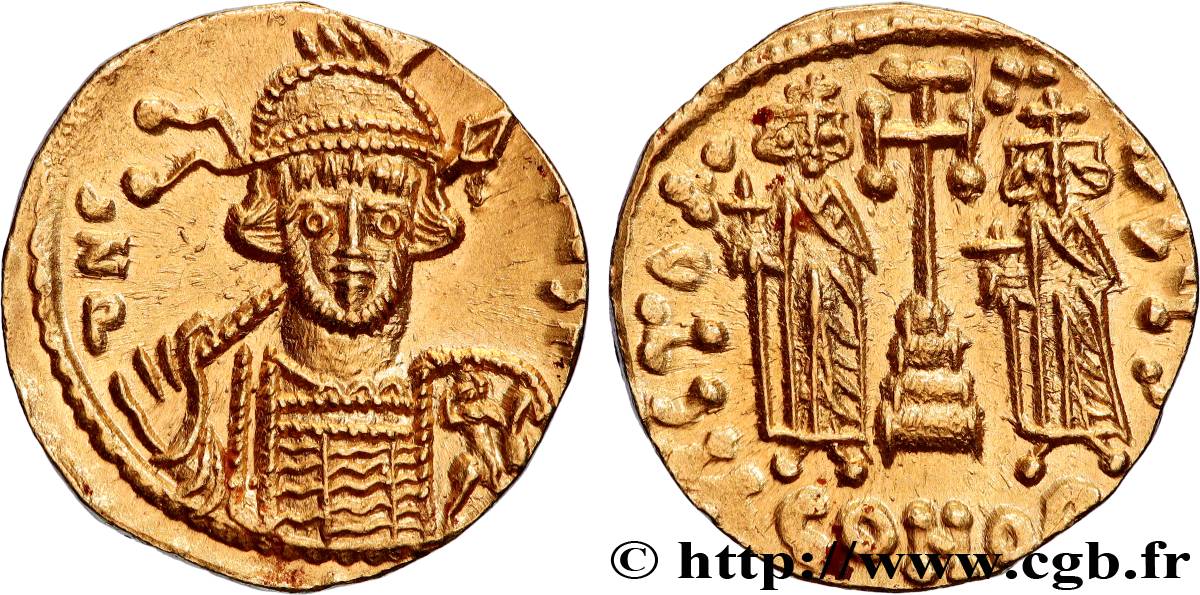 CONSTANTINO IV, HERACLIO y TIBERIO Solidus SC/EBC
