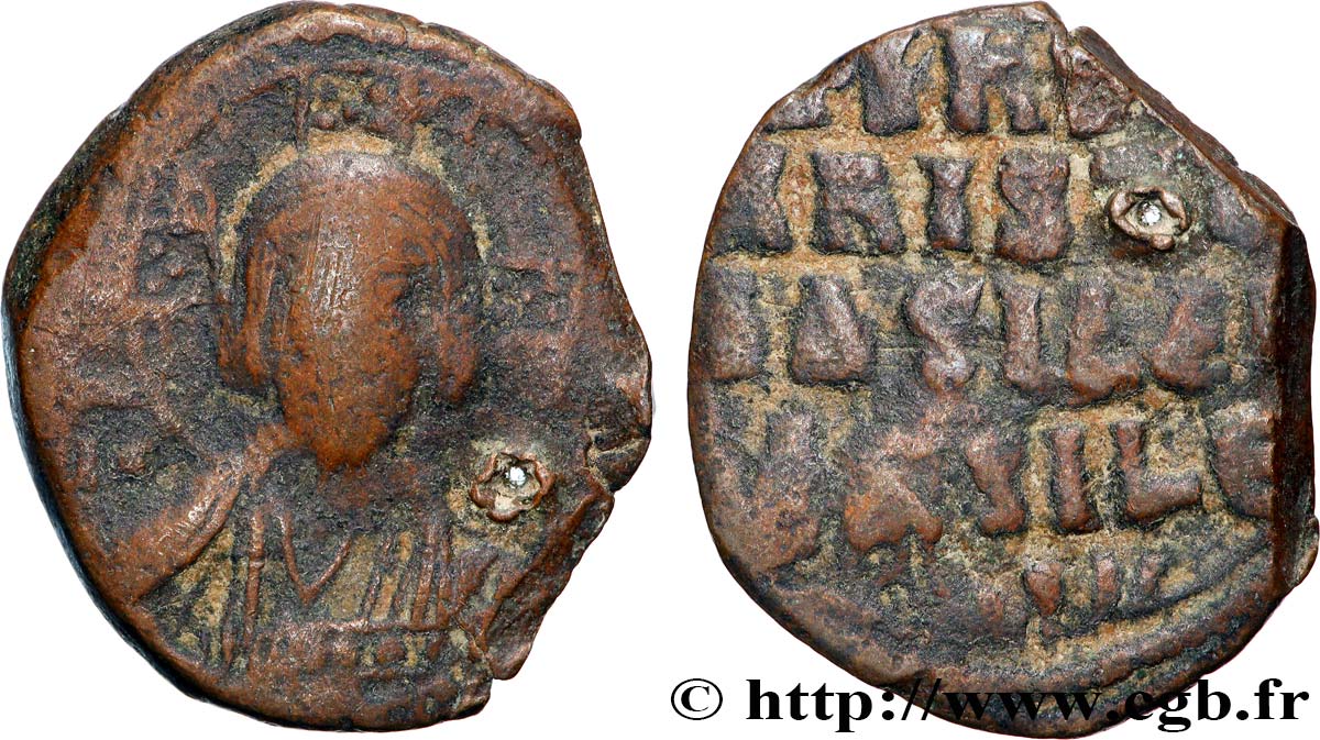 BASIL II and CONSTANTINE VIII Follis VF