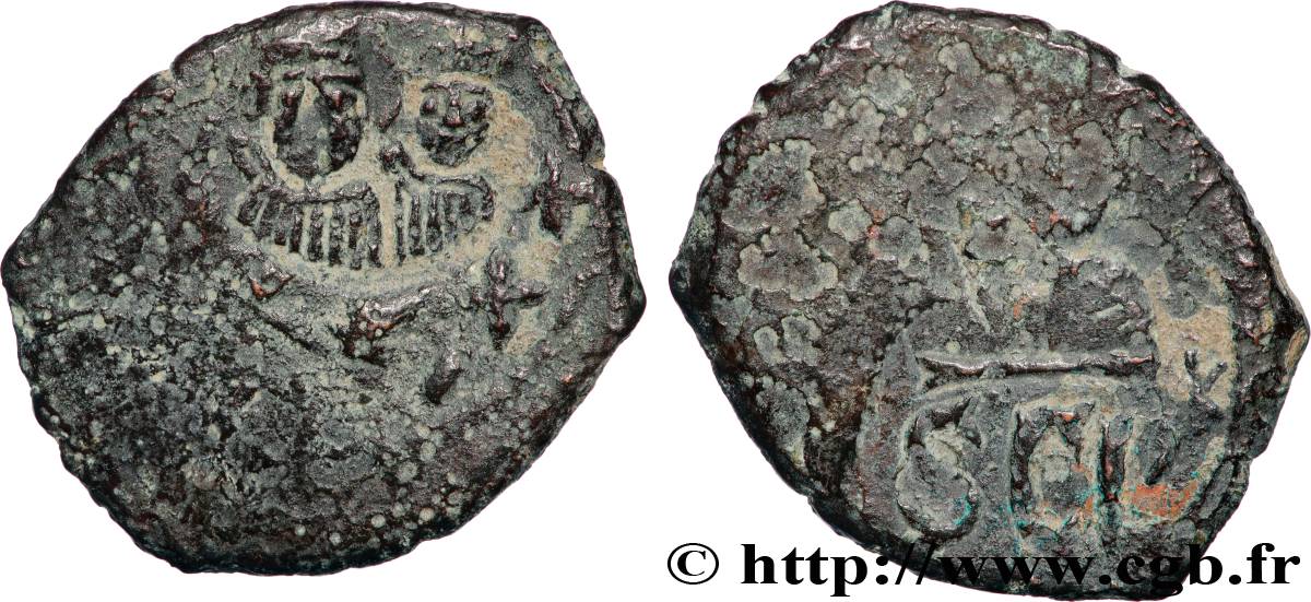 CONSTANS II, CONSTANTINE IV, HERACLIUS and TIBERIUS Follis VF