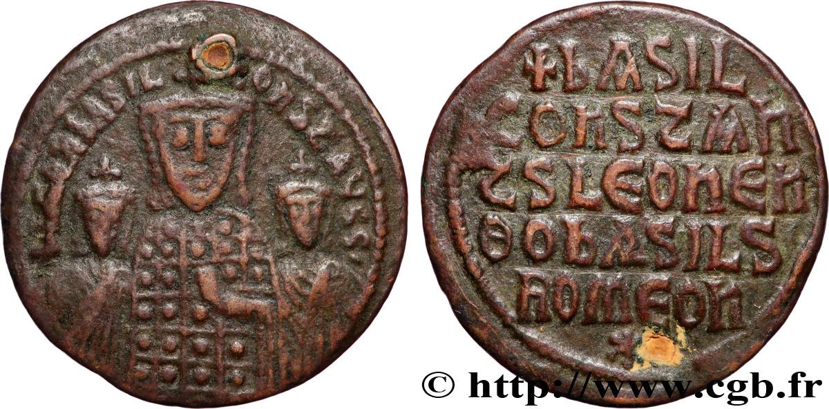 BASILIOS DER MAKEDONER II, CONSTNATINE und LEO VI Follis fSS/SS