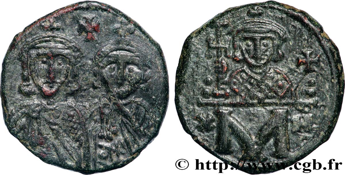 CONSTANTINE V and LEO IV Follis XF