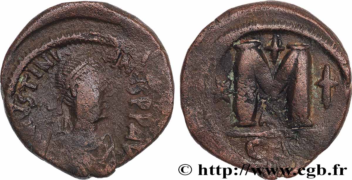 JUSTINIEN Ier Follis TB+/TTB