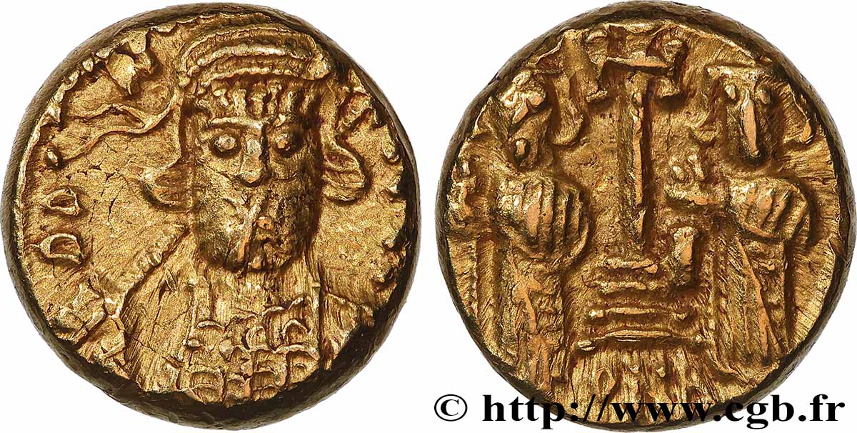 CONSTANTIN IV, HÉRACLIUS et TIBÈRE Solidus TTB+