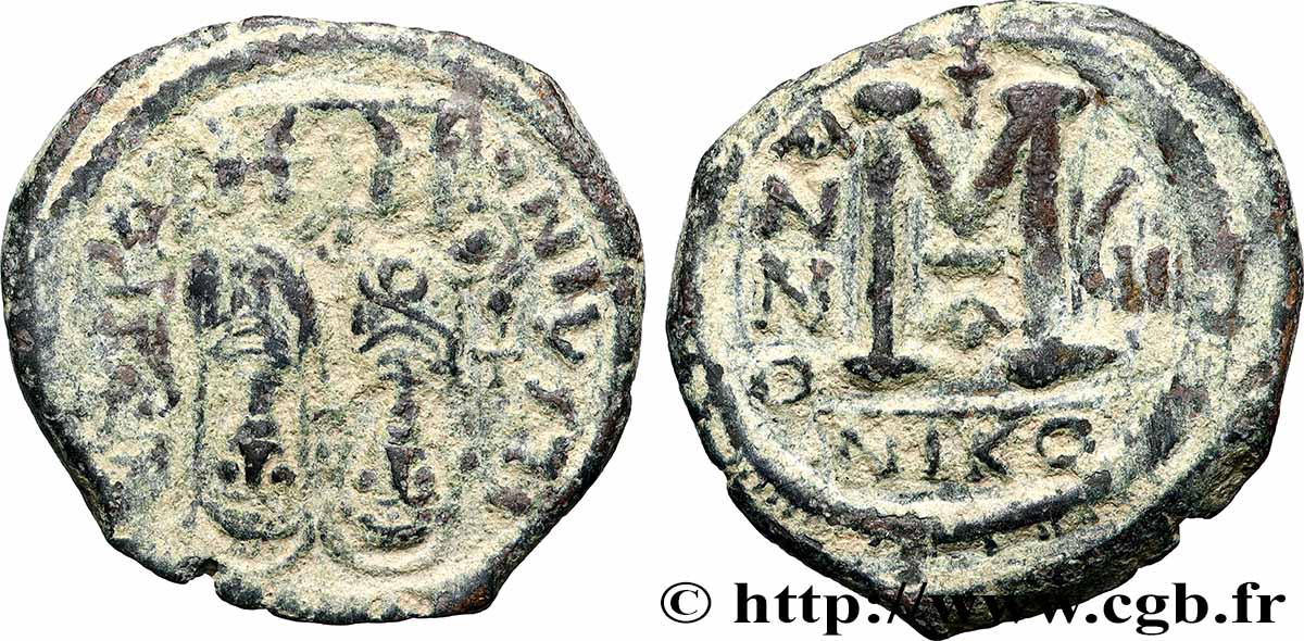 JUSTIN II et SOPHIE Follis TB+