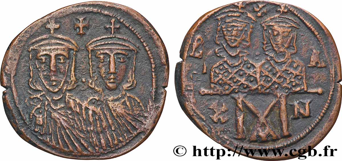 LÉON IV LE KHAZAR et CONSTANTIN VI Follis TTB