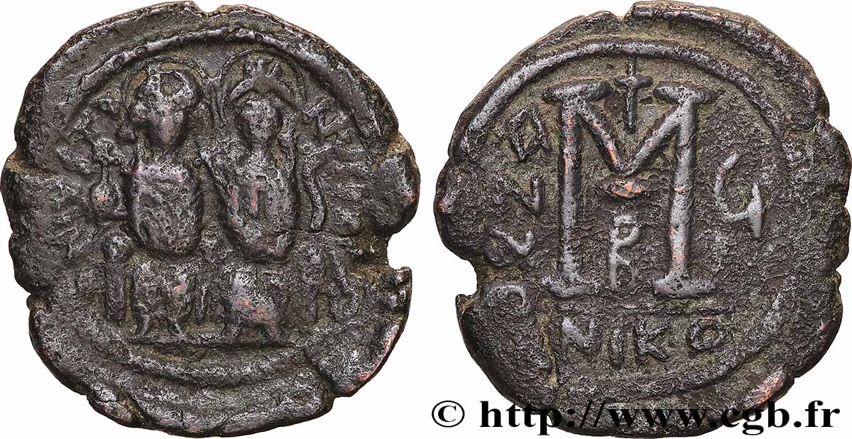 JUSTIN II et SOPHIE Follis TB+