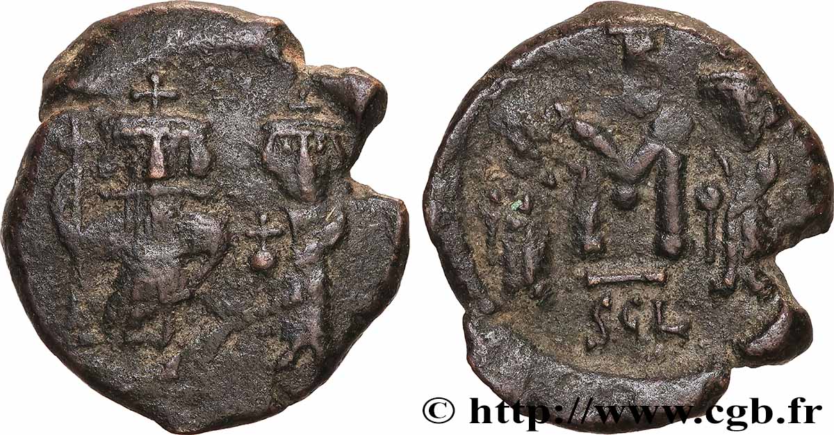 CONSTANS II, CONSTANTIN IV, HÉRACLIUS et TIBÈRE Follis TB+