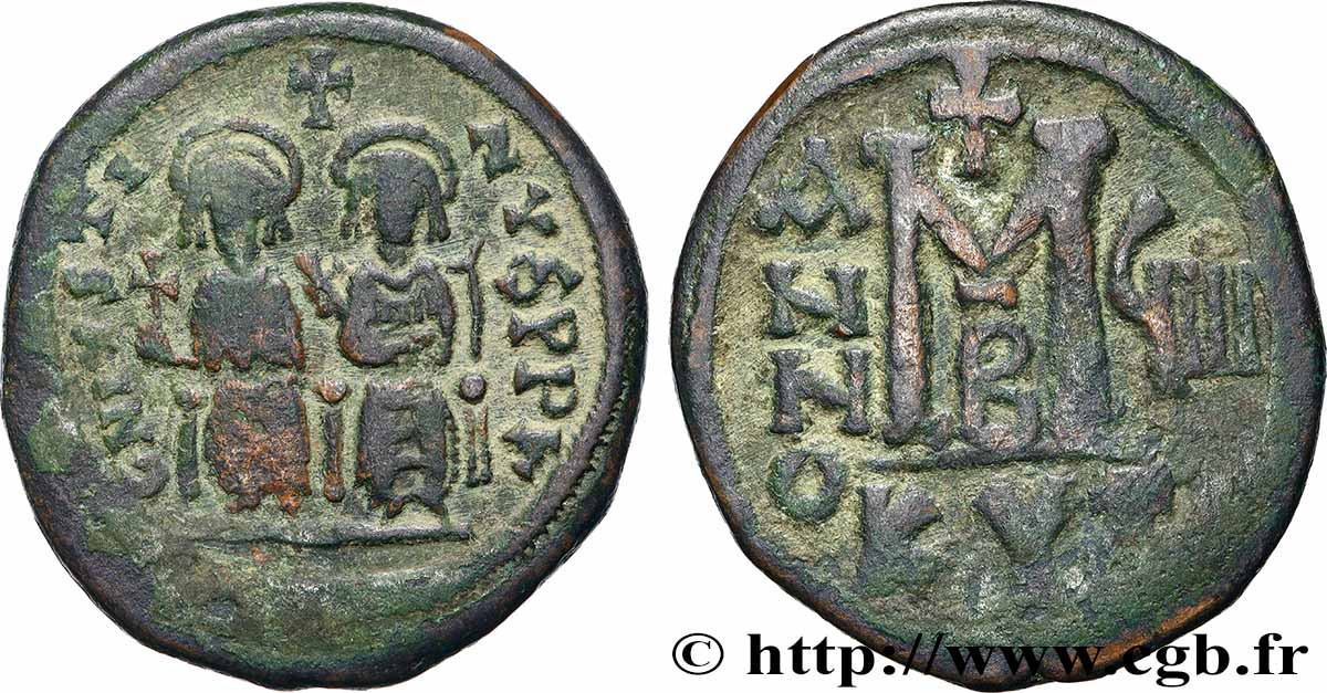 JUSTIN II et SOPHIE Follis TB+/TTB