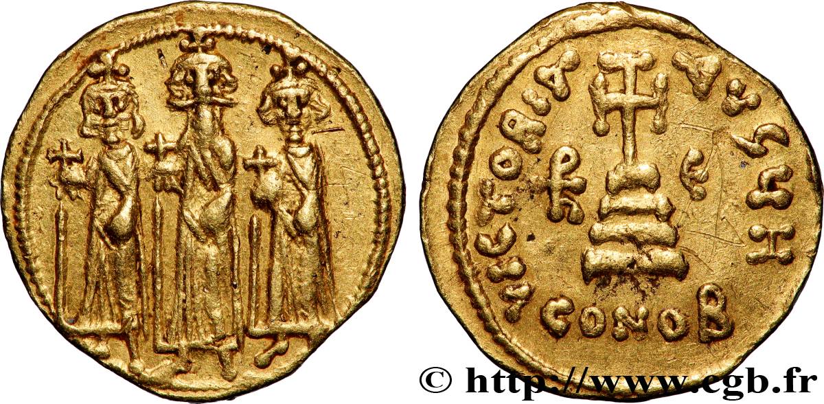 HÉRACLIUS, HÉRACLIUS CONSTANTIN et HÉRACLONAS Solidus  TTB+