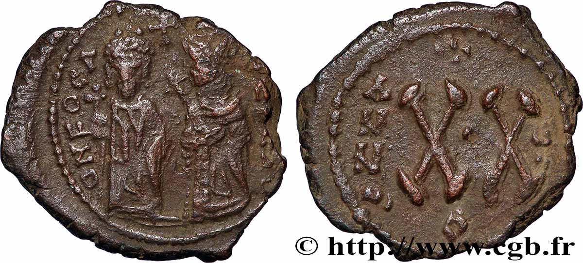 PHOCAS et LÉONTIA Follis TB+/TTB