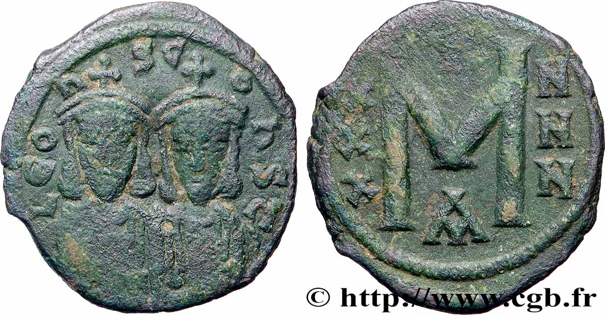 LÉON III et CONSTANTIN V Follis TB+/TTB