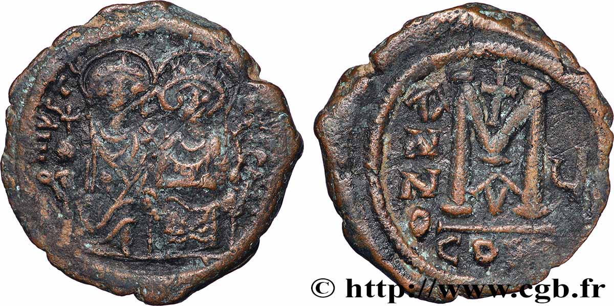 JUSTIN II et SOPHIE Follis TB+/TTB