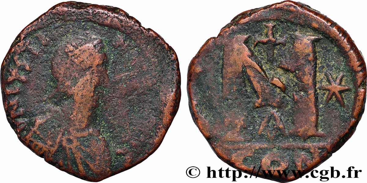 GIUSTINO I Follis MB/q.BB