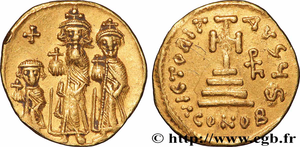 HERACLIUS, HERACLIUS CONSTANTINE and HERACLONAS Solidus  AU