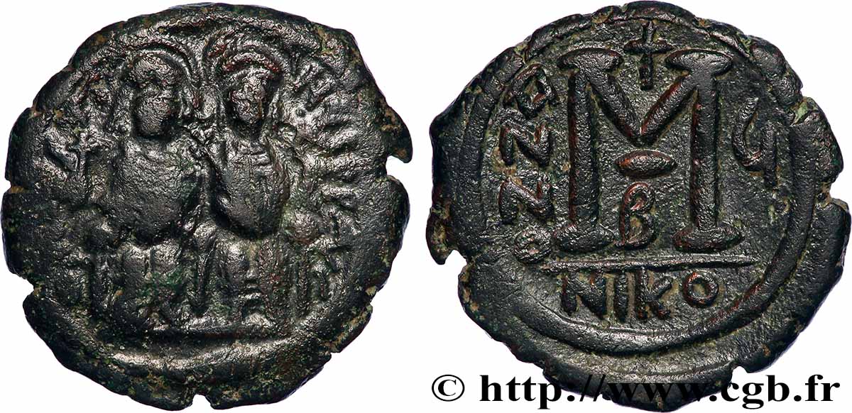 JUSTIN II and SOPHIA Follis VF/XF