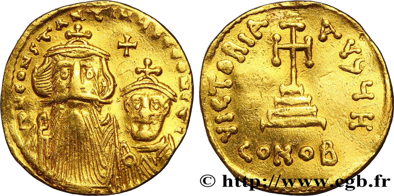 CONSTANS II and CONSTANTINE IV Solidus XF