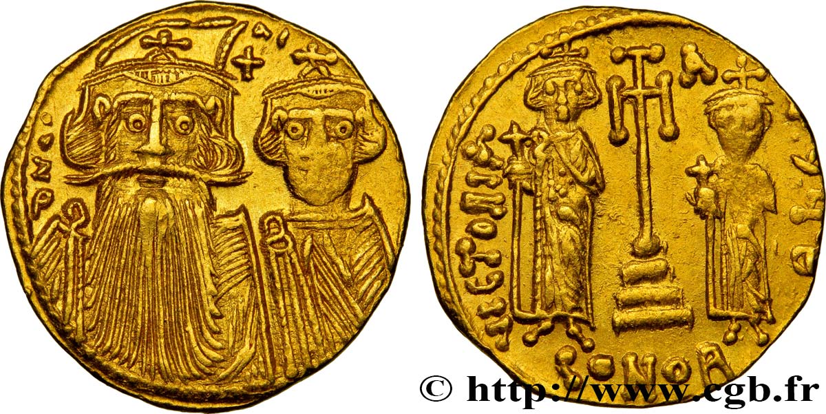 CONSTANS II, CONSTANTINE IV, HERACLIUS and TIBERIUS Solidus AU