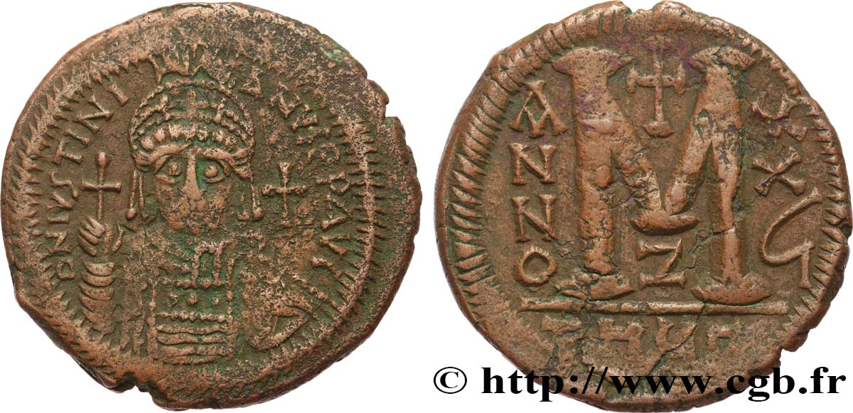 JUSTINIAN I Follis VF