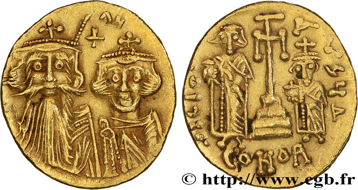 CONSTANS II, CONSTANTINE IV, HERACLIUS and TIBERIUS Solidus AU