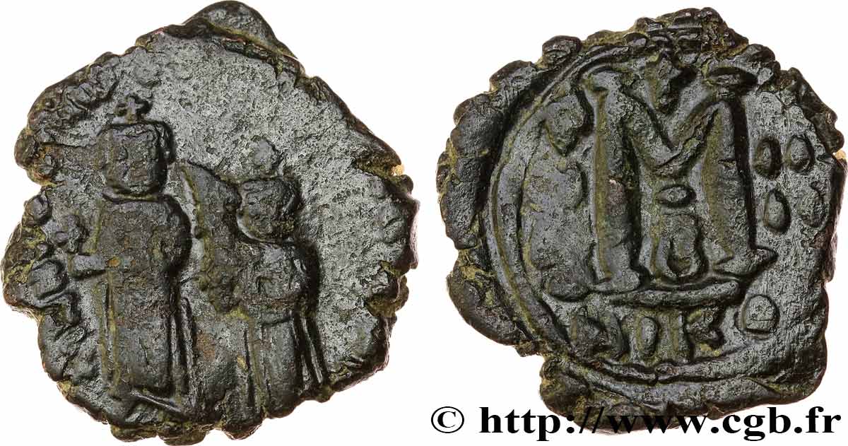 HERACLIUS and HERACLIUS CONSTANTINE Follis surfrappé VF