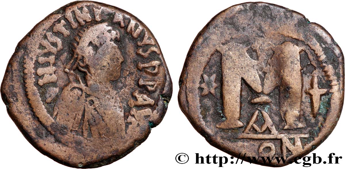 JUSTINIAN I Follis VF/VF