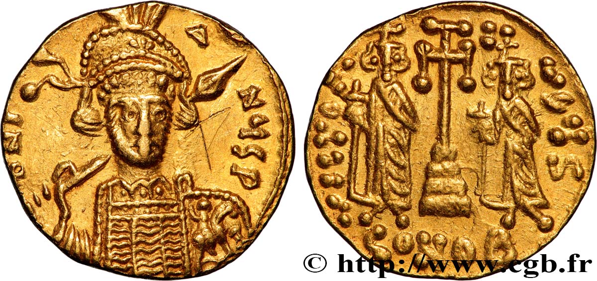 CONSTANTIN IV, HÉRACLIUS et TIBÈRE Solidus SUP/TTB+