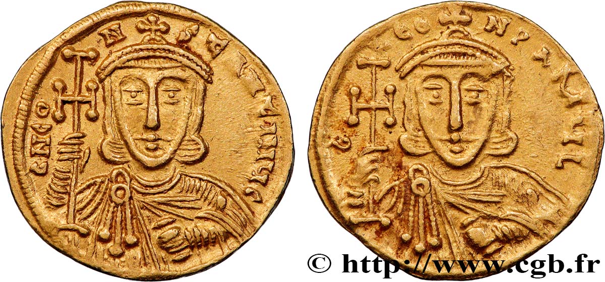 CONSTANTINUS V und LEO IV Solidus fST