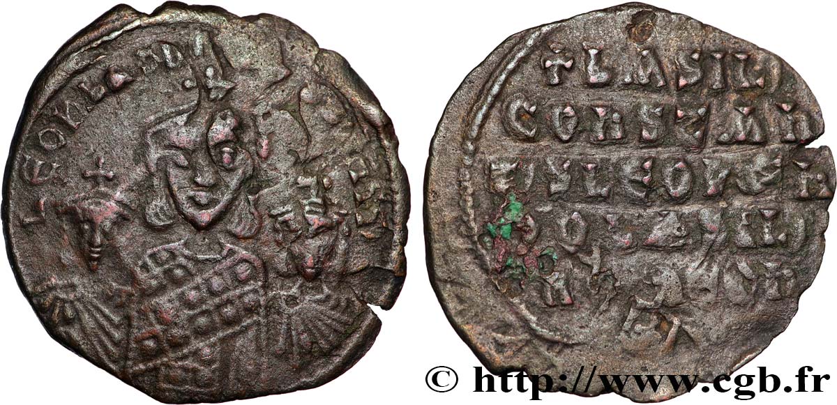 BASILIOS DER MAKEDONER II, CONSTNATINE und LEO VI Follis SS