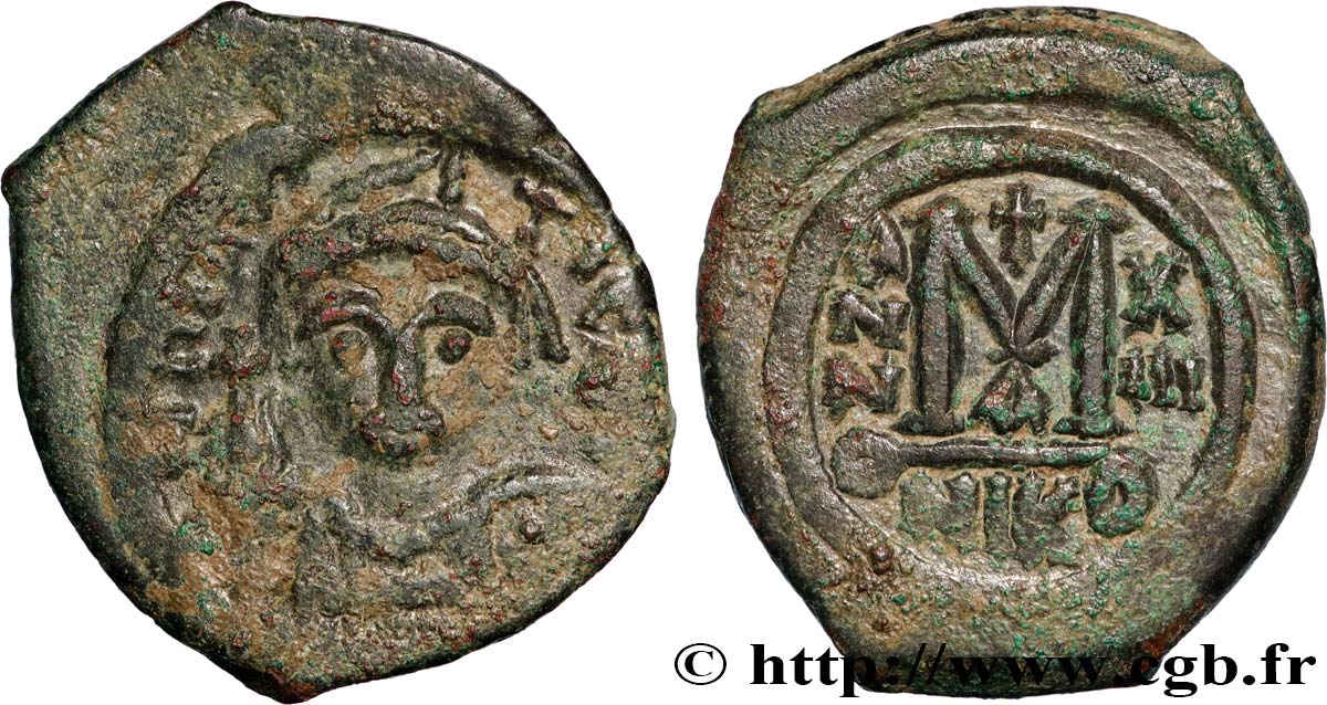 MAURICIUS TIBERIUS Follis VF/XF