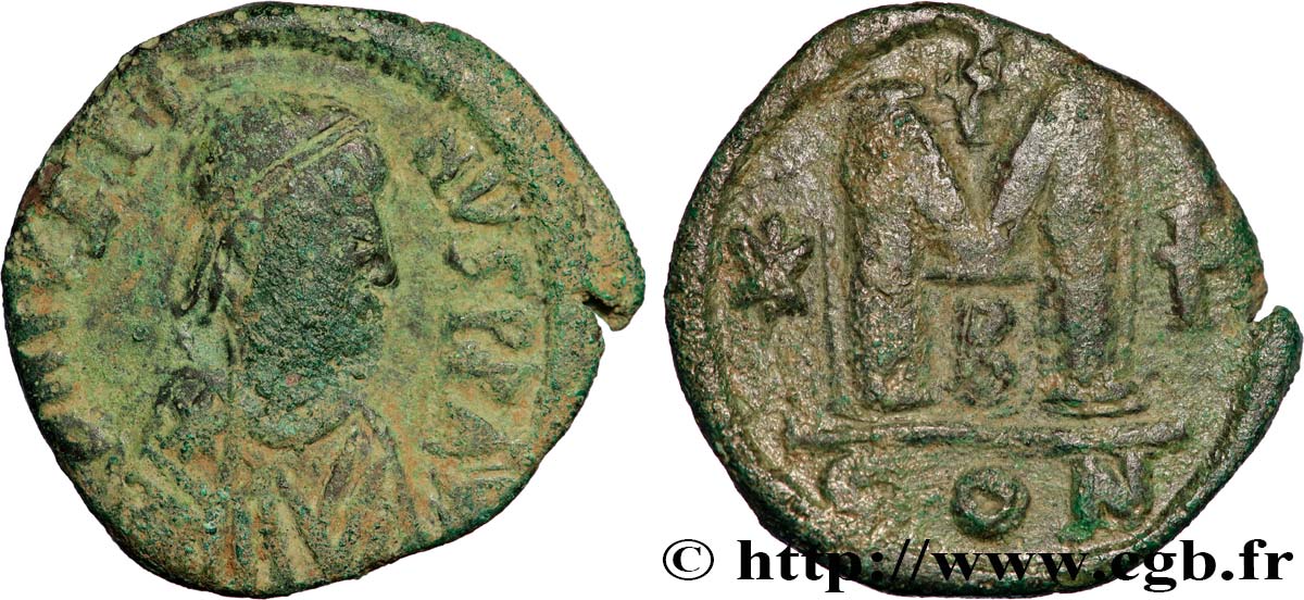 JUSTINIAN I Follis XF