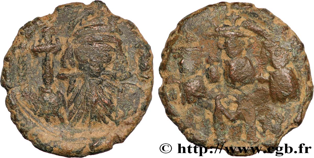 CONSTANS II, CONSTANTIN IV, HÉRACLIUS et TIBÈRE Follis TB