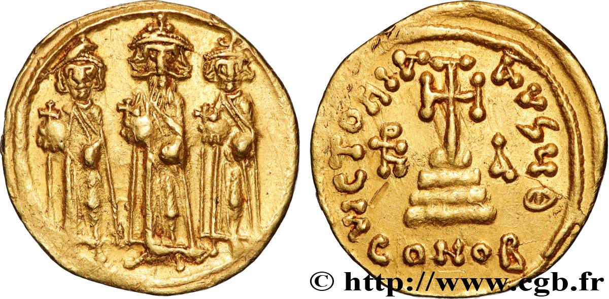 HERACLIUS, HERACLIUS CONSTANTINE and HERACLONAS Solidus  AU/AU