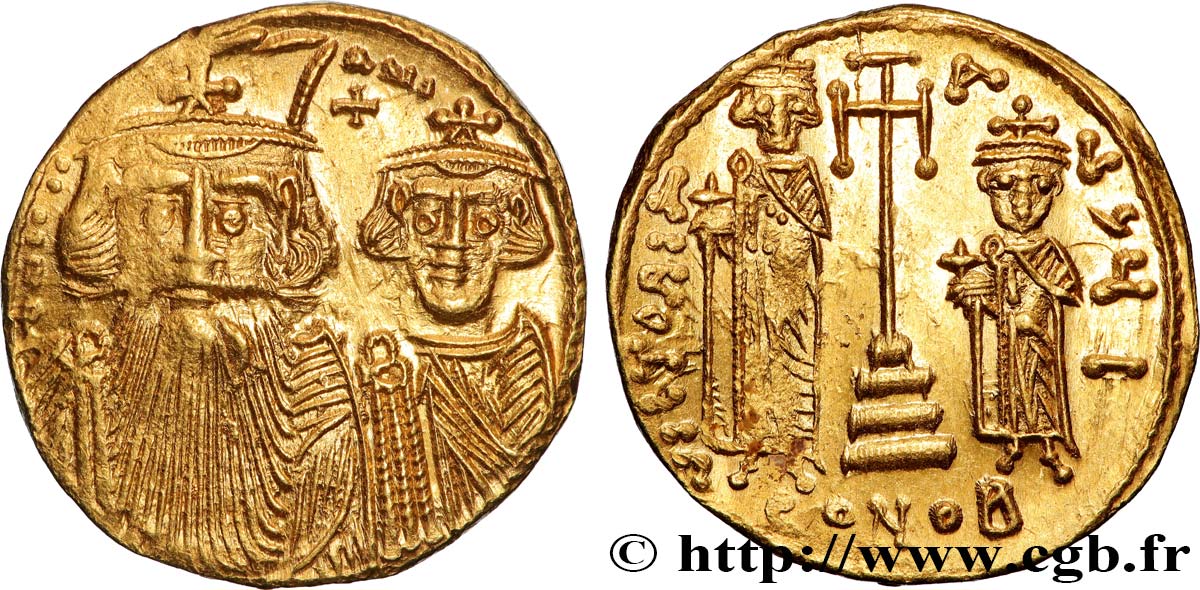 CONSTANS II, CONSTANTINE IV, HERACLIUS and TIBERIUS Solidus AU