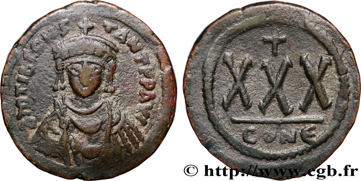 TIBERIUS II CONSTANTINE Trois quarts de follis XF