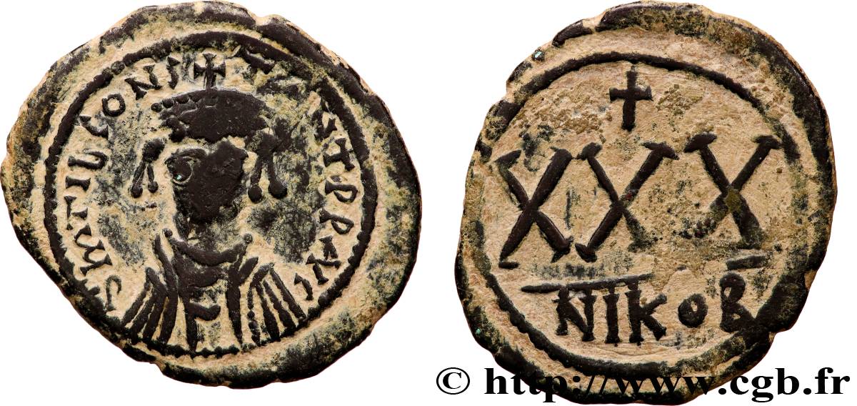 TIBERIUS II CONSTANTINE Trois quarts de follis XF