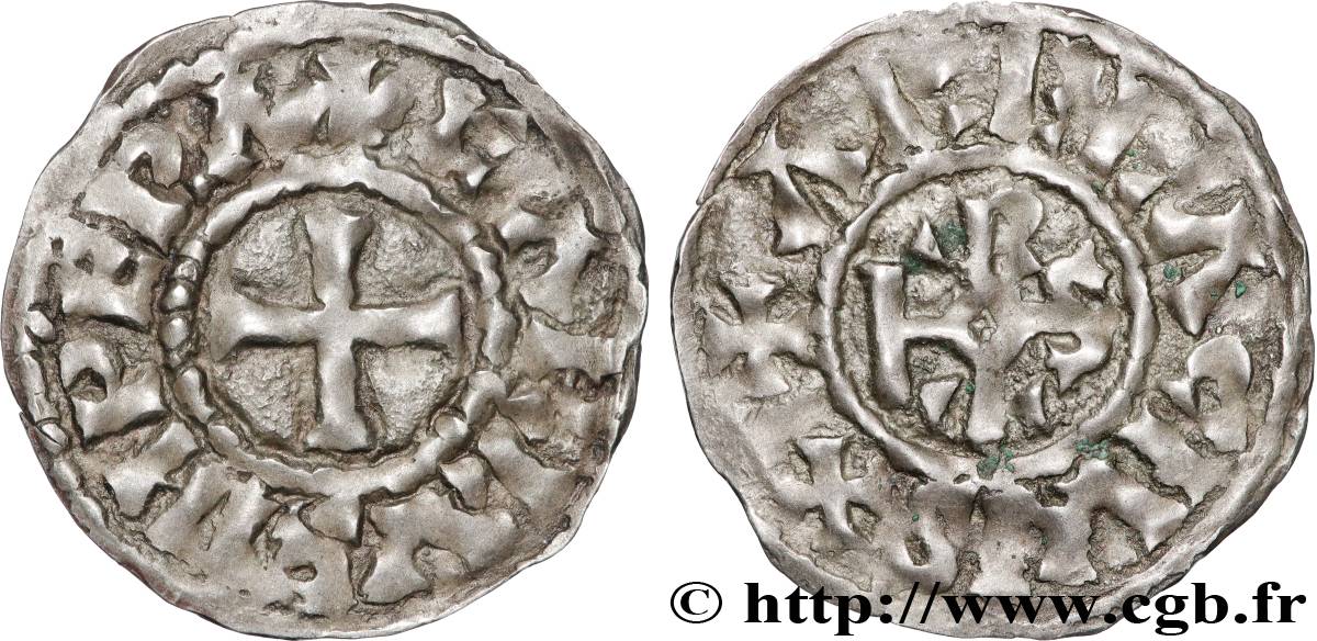 CHARLES THE BALD AND COINAGE AT HIS NAME Denier VF