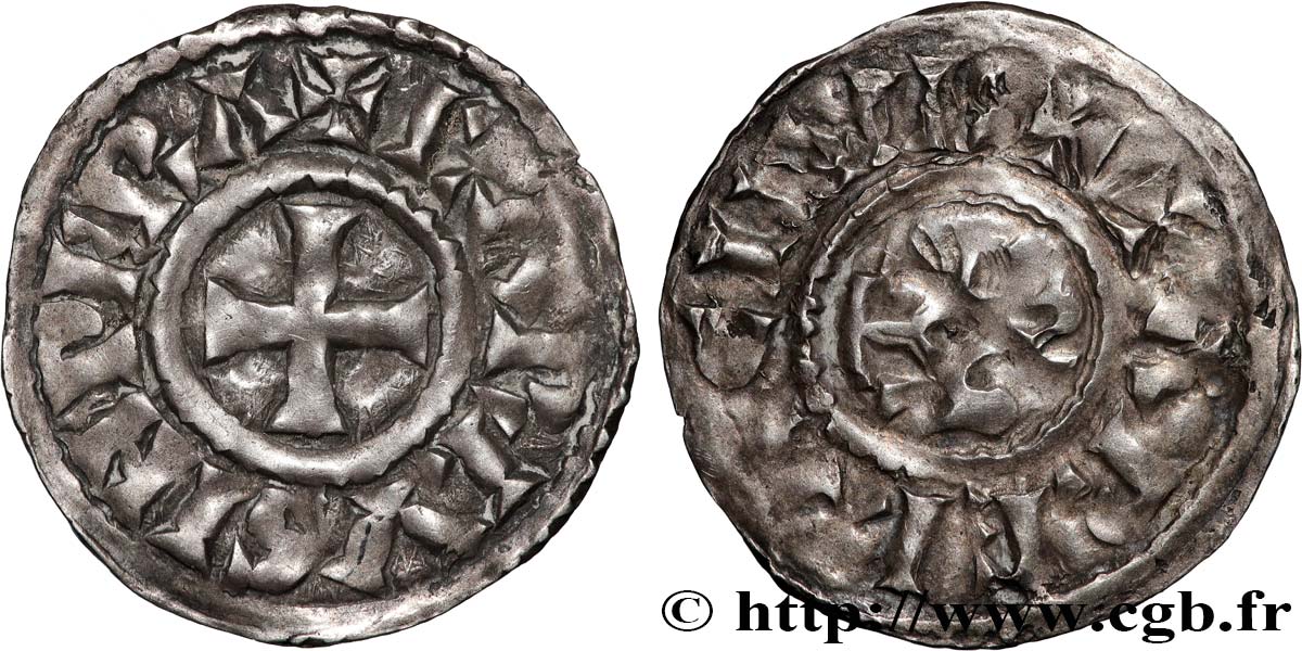 CHARLES THE BALD AND COINAGE AT HIS NAME Denier XF/VF