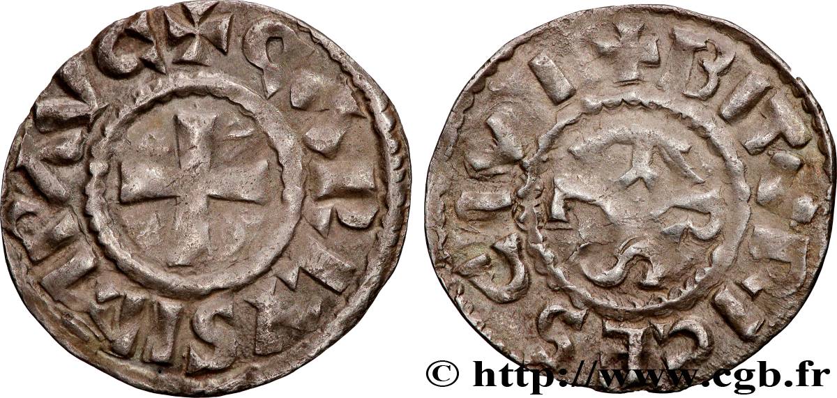 CHARLES II LE CHAUVE ET MONNAYAGE IMMOBILISÉ À SON NOM Denier TTB