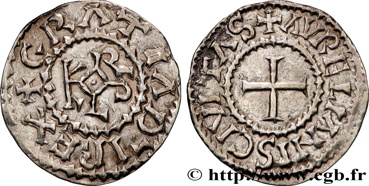 CHARLES II LE CHAUVE / THE BALD Denier AU