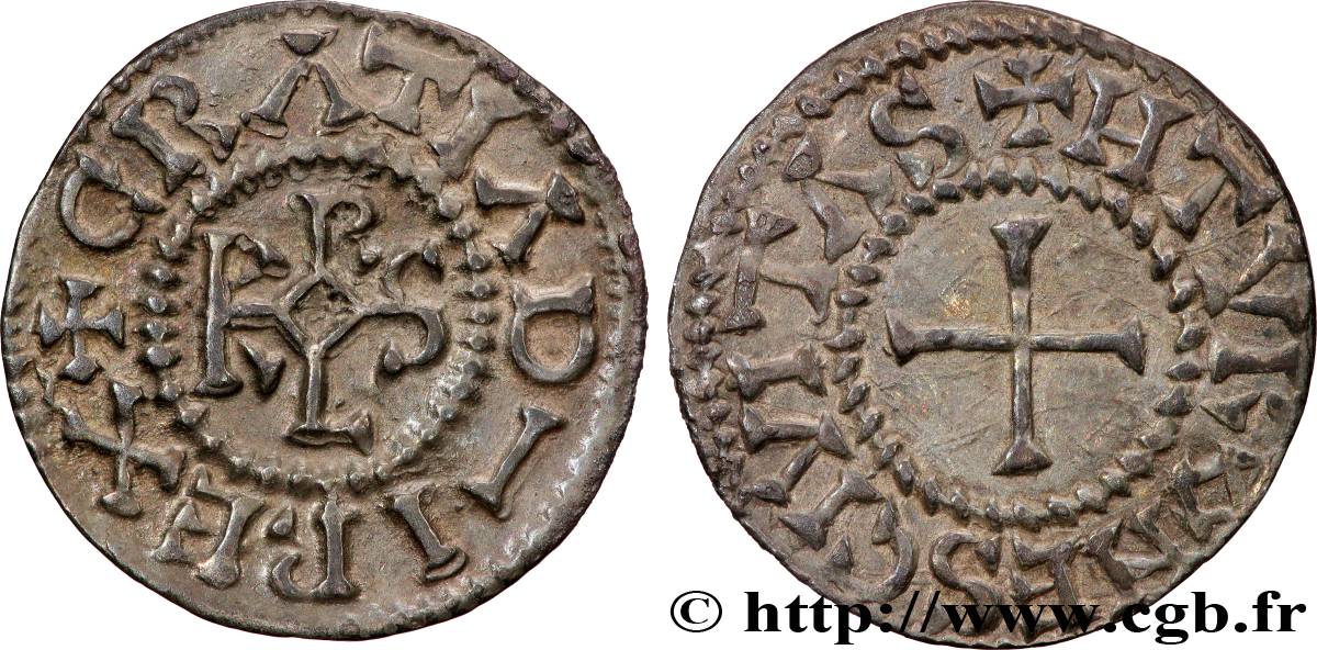 CHARLES THE BALD AND COINAGE AT HIS NAME Denier AU/AU