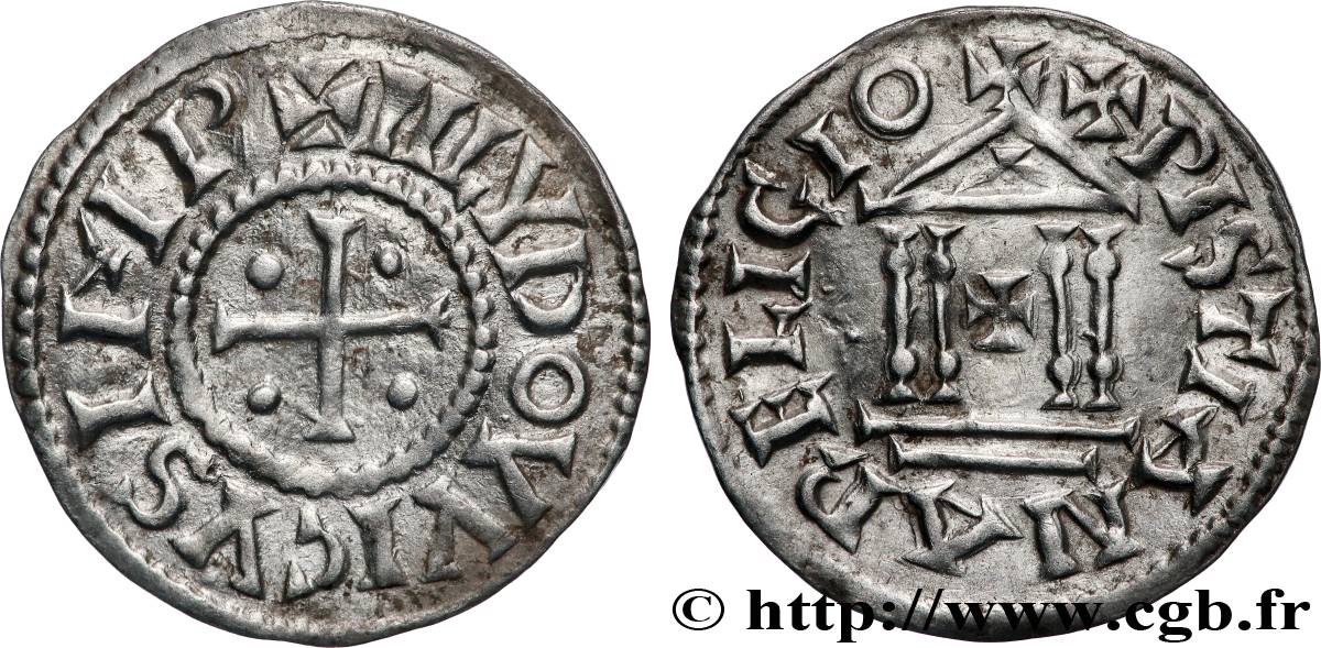 LOUIS THE PIOUS Denier à la légende chrétienne AU